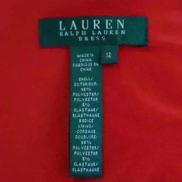 VINTAGE Ralph Lauren Red Long Sleeve Midi Dress Empire Waist Fit & Flare Size 12 - Picture 8 of 8